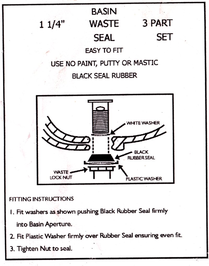 Basin Mate Waste Seal Kit Seals Slotted Bathroom Basin Waste