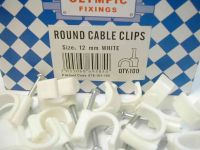 12mm Round White Cable Clips (100 Pack)